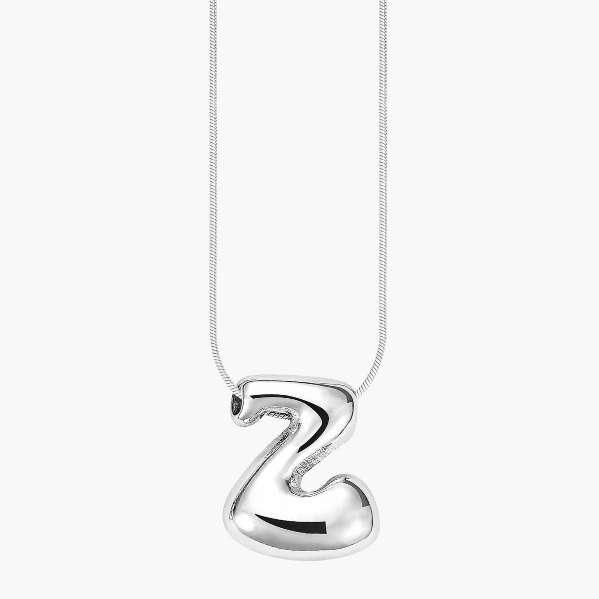 Silver Glow Bubble Letter Initial Necklace