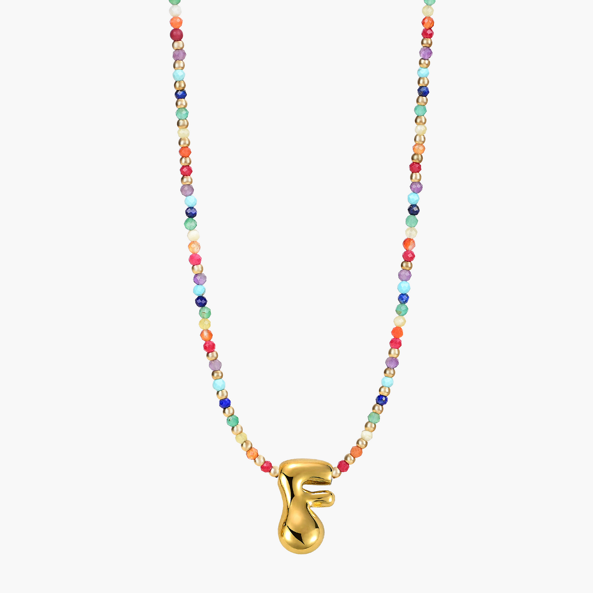 Rainbow Bubble Initial Necklace
