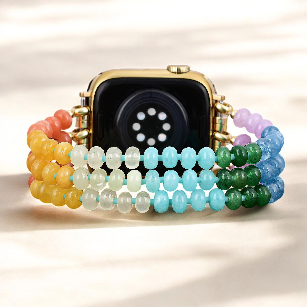 Rainbow Glow Stone Stretch Apple Watch Strap