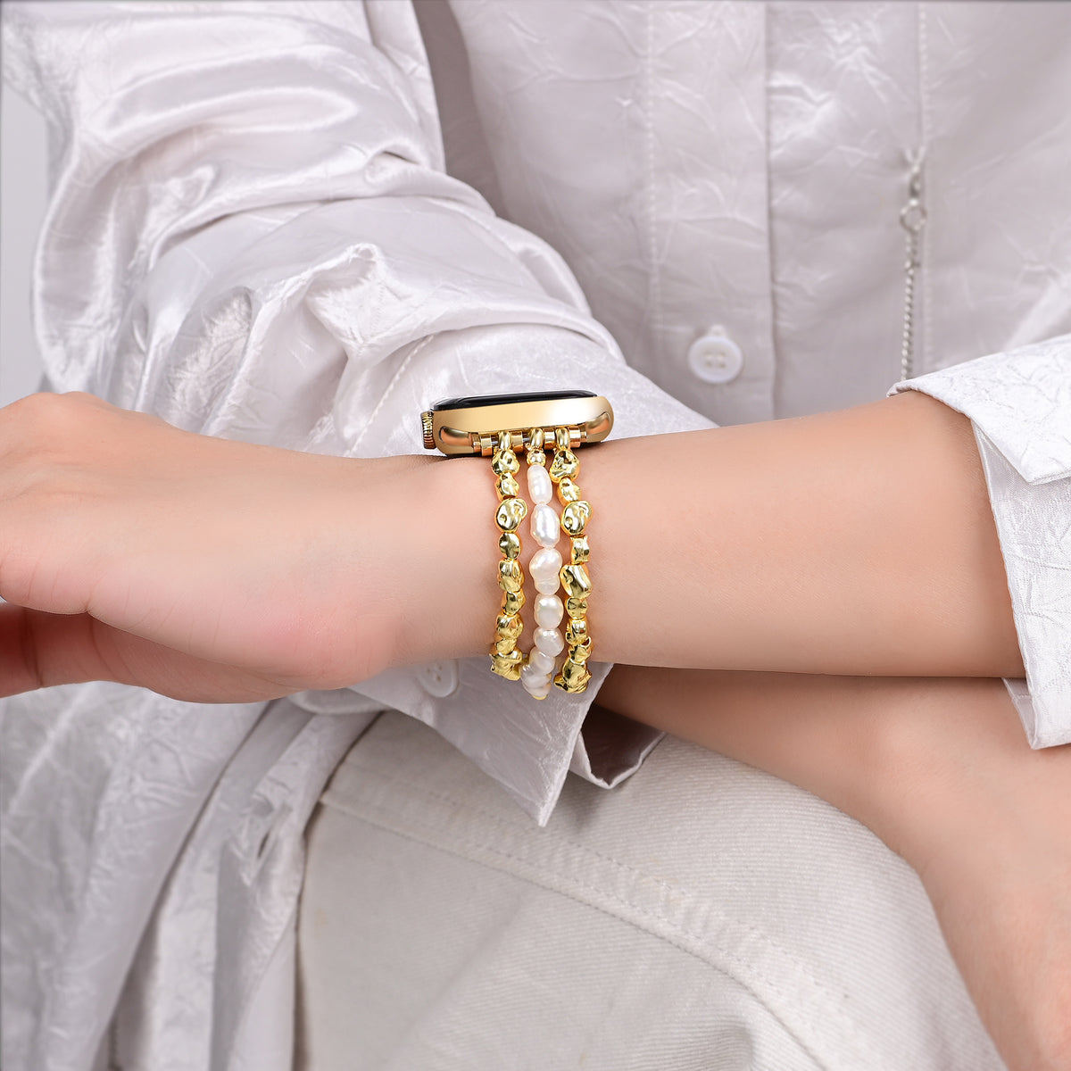 Golden Pearl Stretch Apple Watch Strap