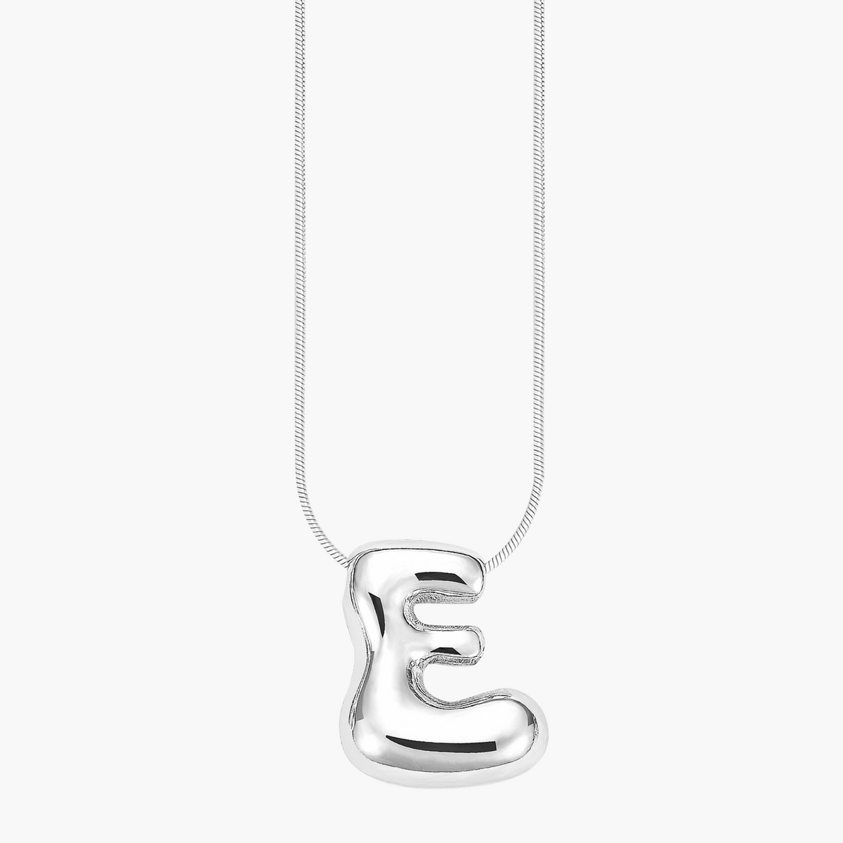 Silver Glow Bubble Letter Initial Necklace