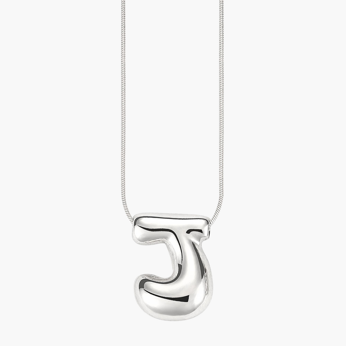 Silver Glow Bubble Letter Initial Necklace
