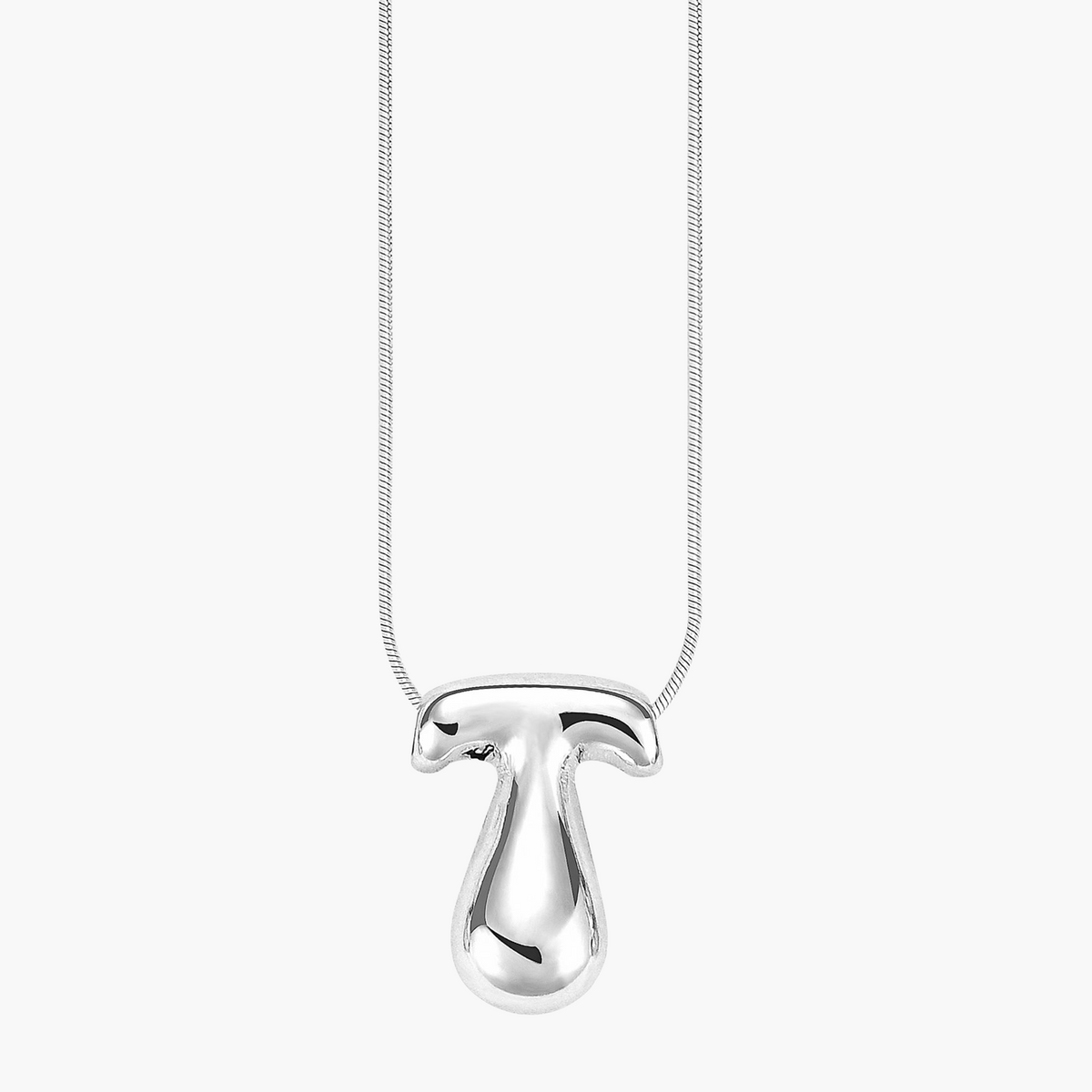 Silver Glow Bubble Letter Initial Necklace