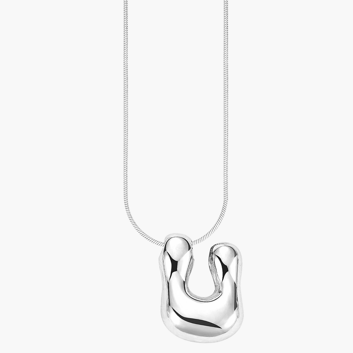 Silver Glow Bubble Letter Initial Necklace