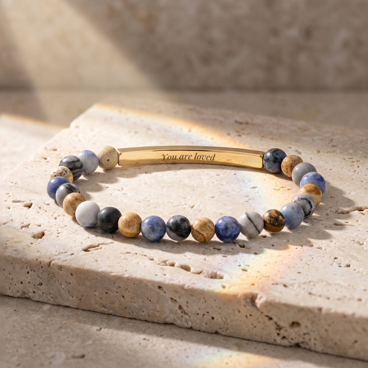 Secret Message Blues Stone Bracelet