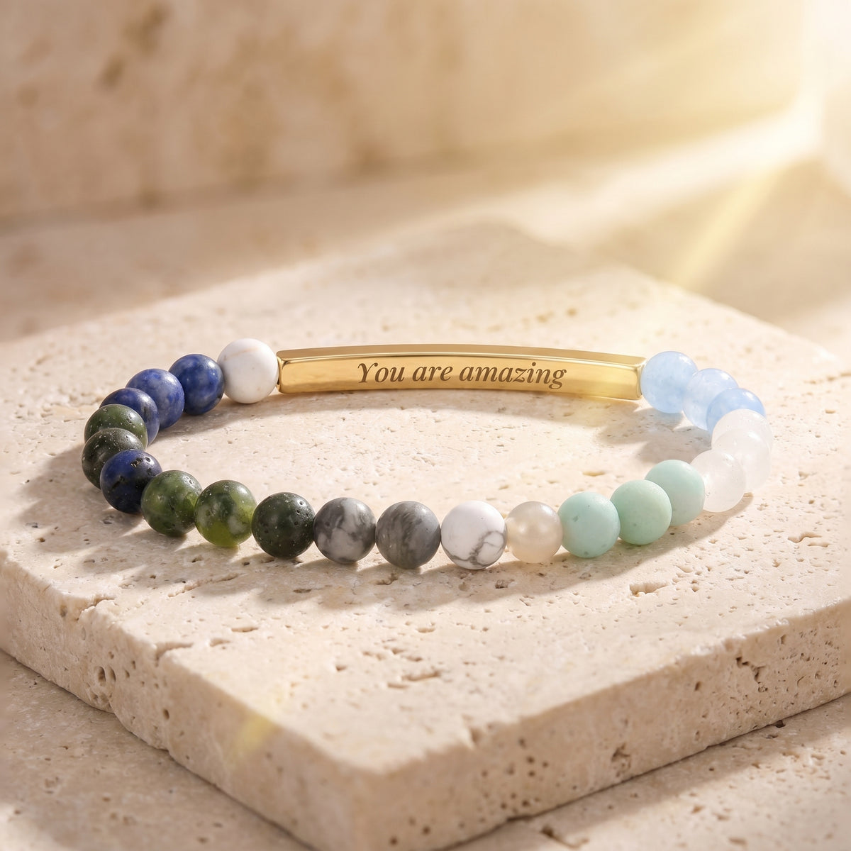 Secret Message Earth Tones Stone Bracelet
