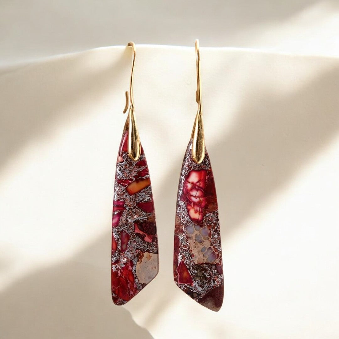 Antique Red Regalite Hook Earrings