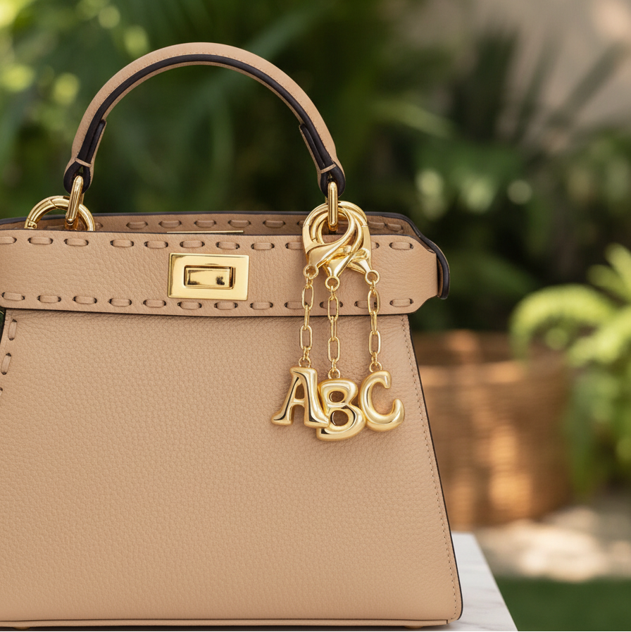 Bubble Letter Initial Keychain & Bag Charm