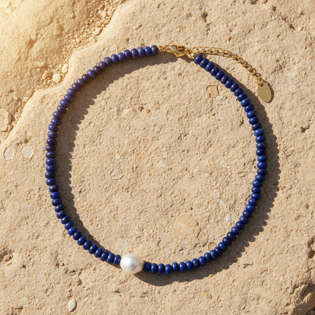 Midnight Lapis Pearl Necklace
