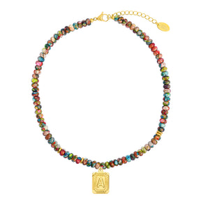 Colorful Imperial Jasper Letter Necklace