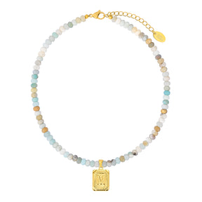 Amazonite Initial Letter Charm Necklace