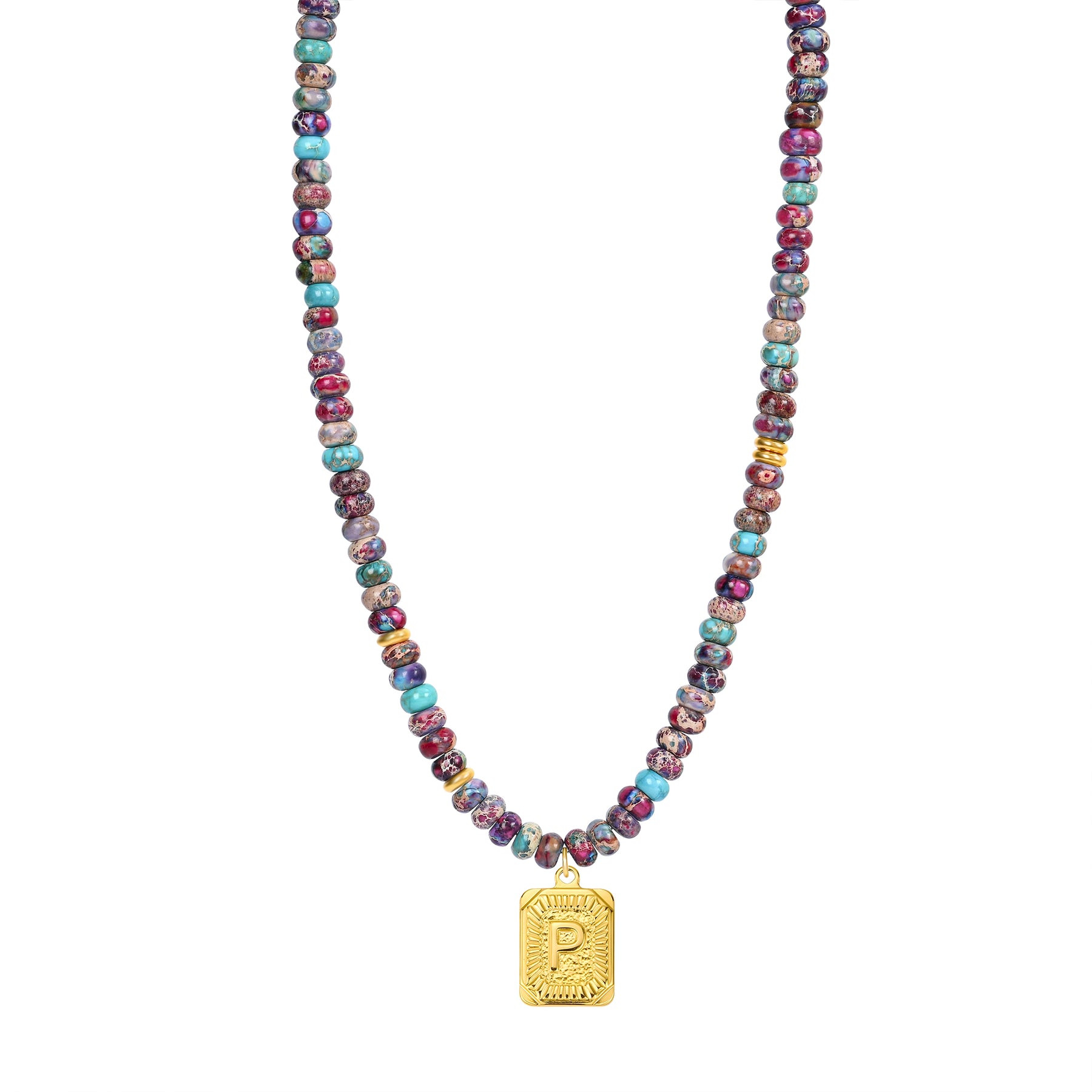 Purple Imperial Jasper Letter Necklace