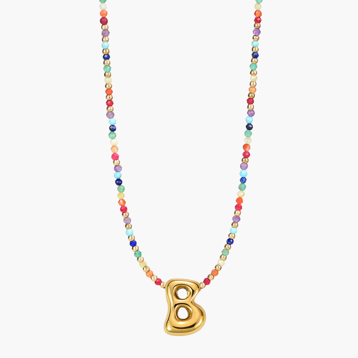 Rainbow Bubble Initial Necklace