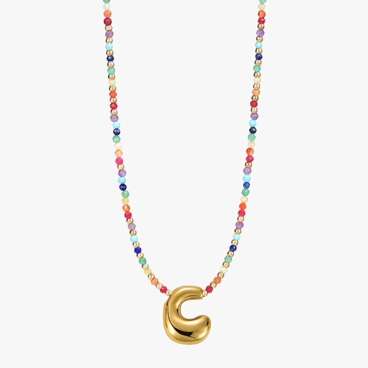 Rainbow Bubble Initial Necklace