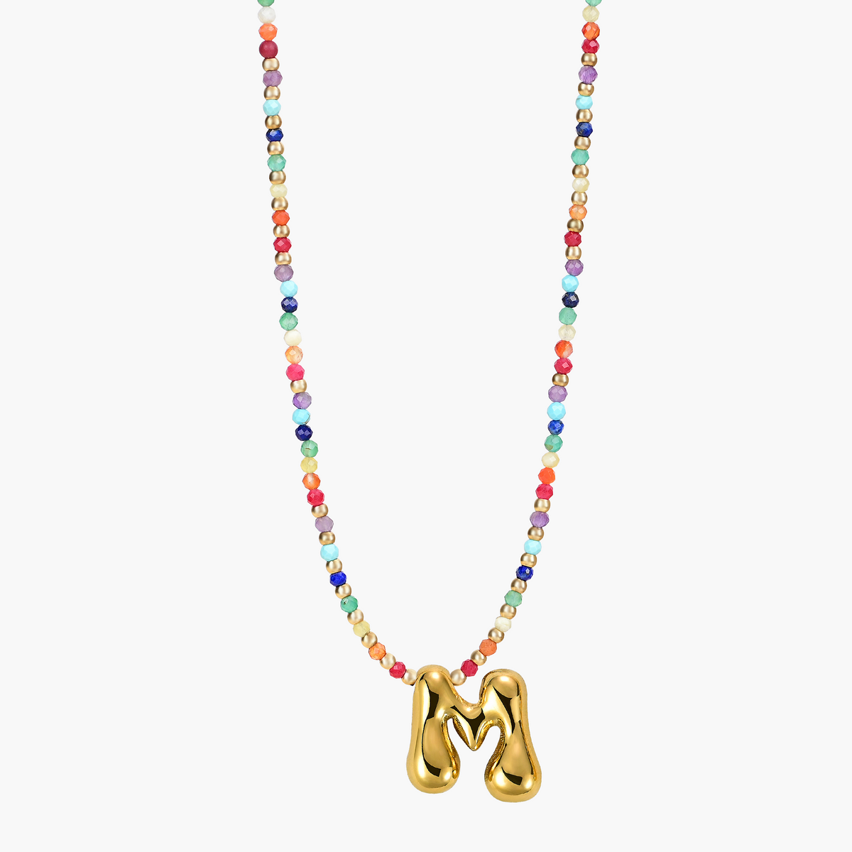Rainbow Bubble Initial Necklace