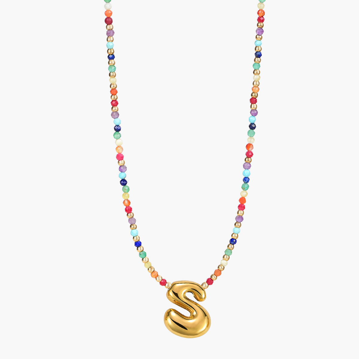 Rainbow Bubble Initial Necklace
