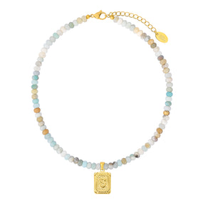 Amazonite Initial Letter Charm Necklace