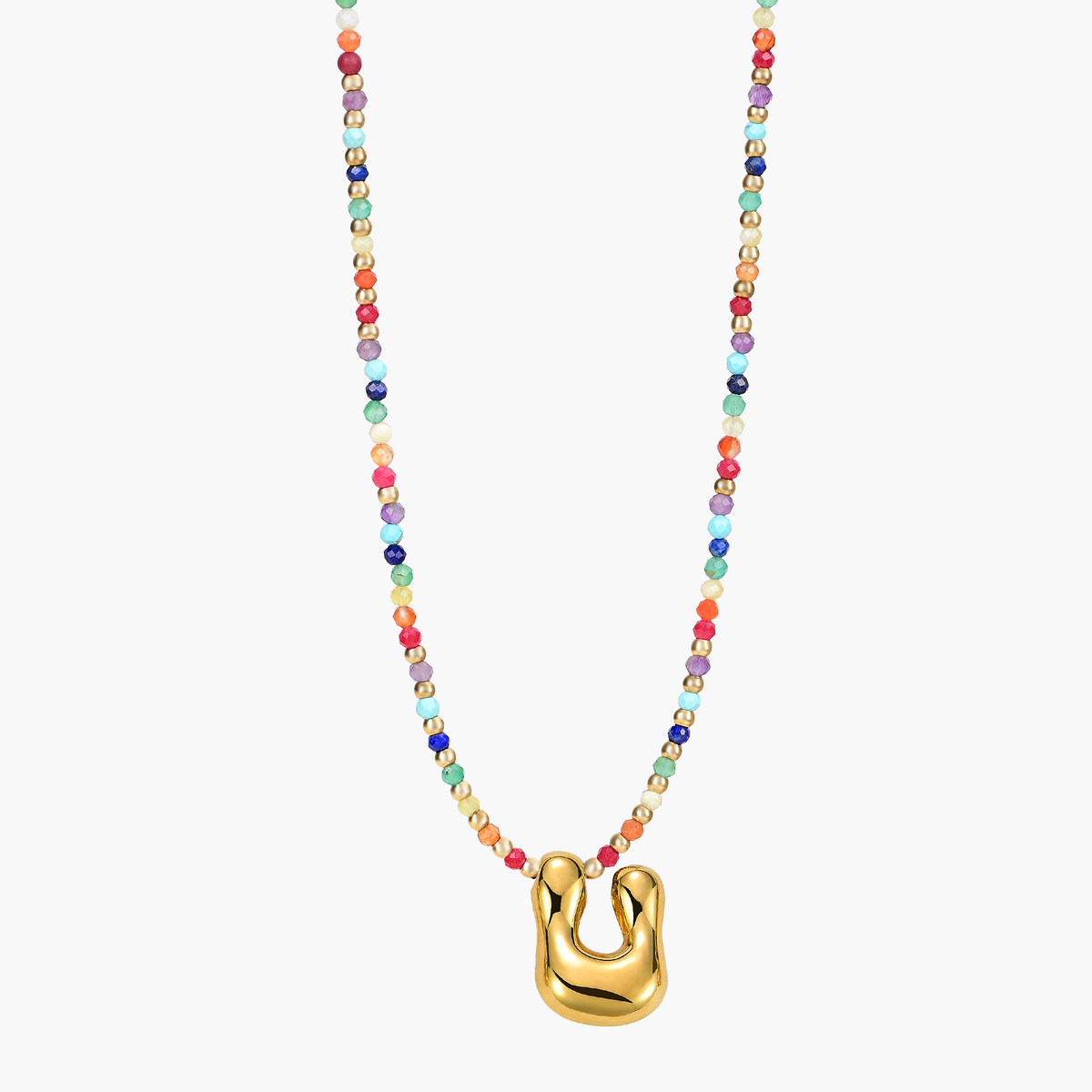 Rainbow Bubble Initial Necklace