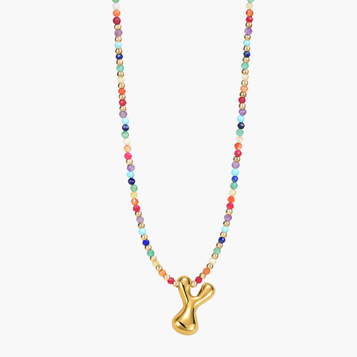 Rainbow Bubble Initial Necklace