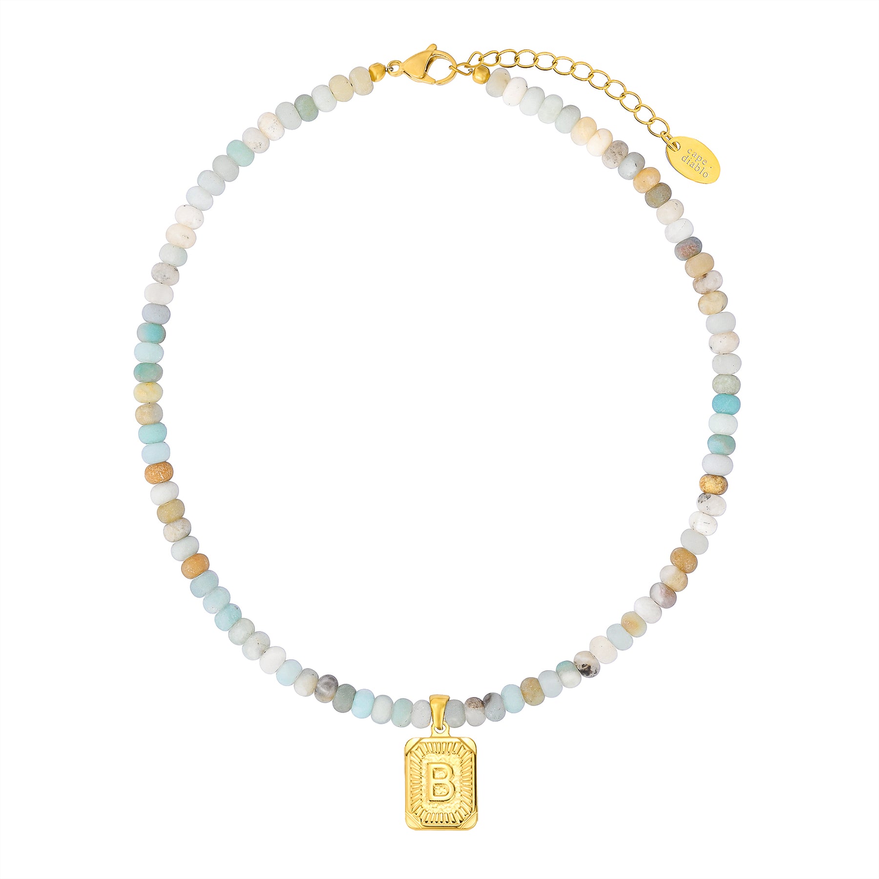 Amazonite Initial Letter Charm Necklace