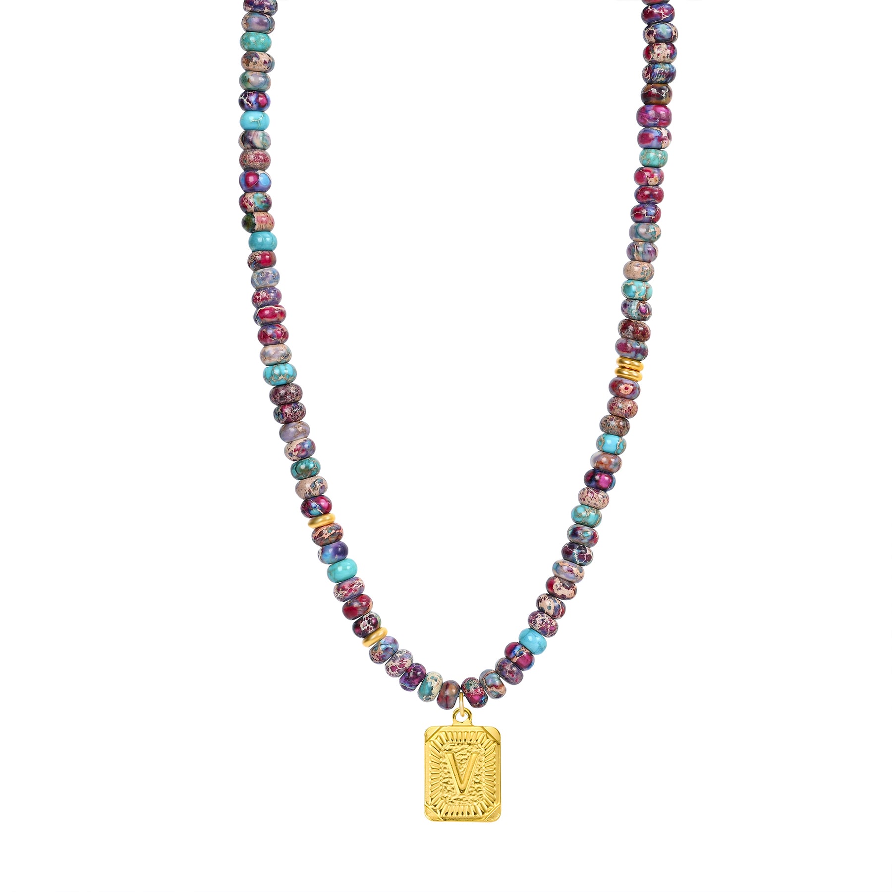 Purple Imperial Jasper Letter Necklace