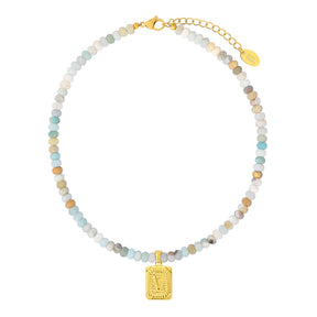 Amazonite Initial Letter Charm Necklace