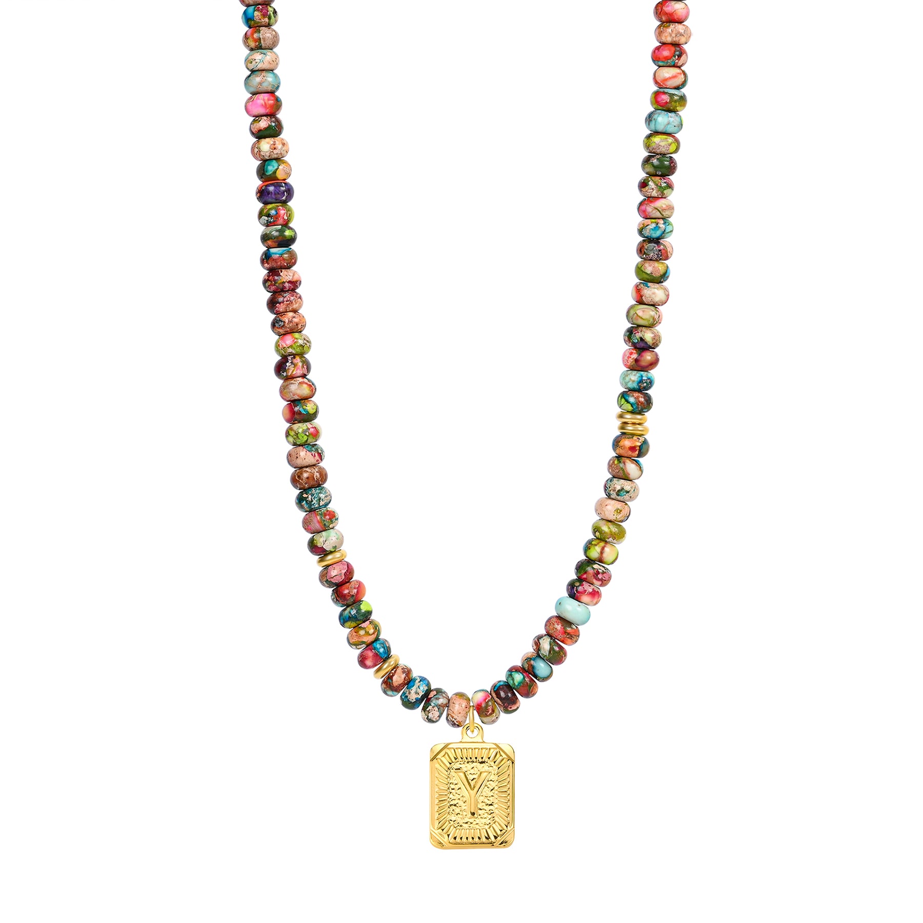 Colorful Imperial Jasper Letter Necklace