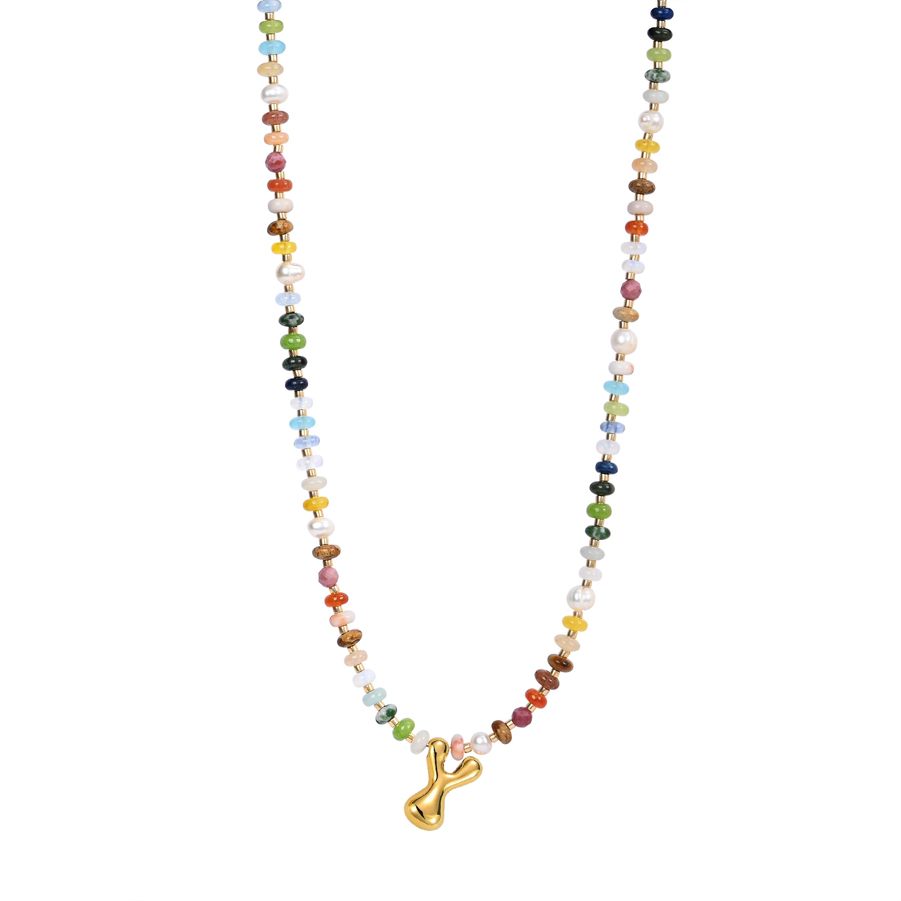 Vibrant Gem Initial Bubble Necklace