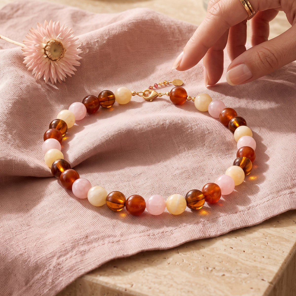 Chunky Rose Beaded Necklace