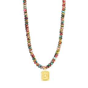 Colorful Imperial Jasper Letter Necklace