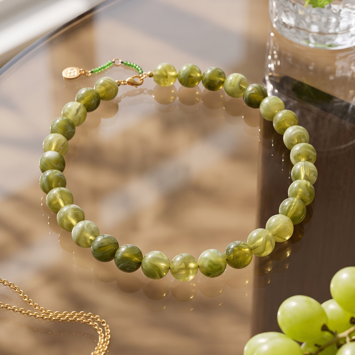 Chunky Green Beaded Necklace