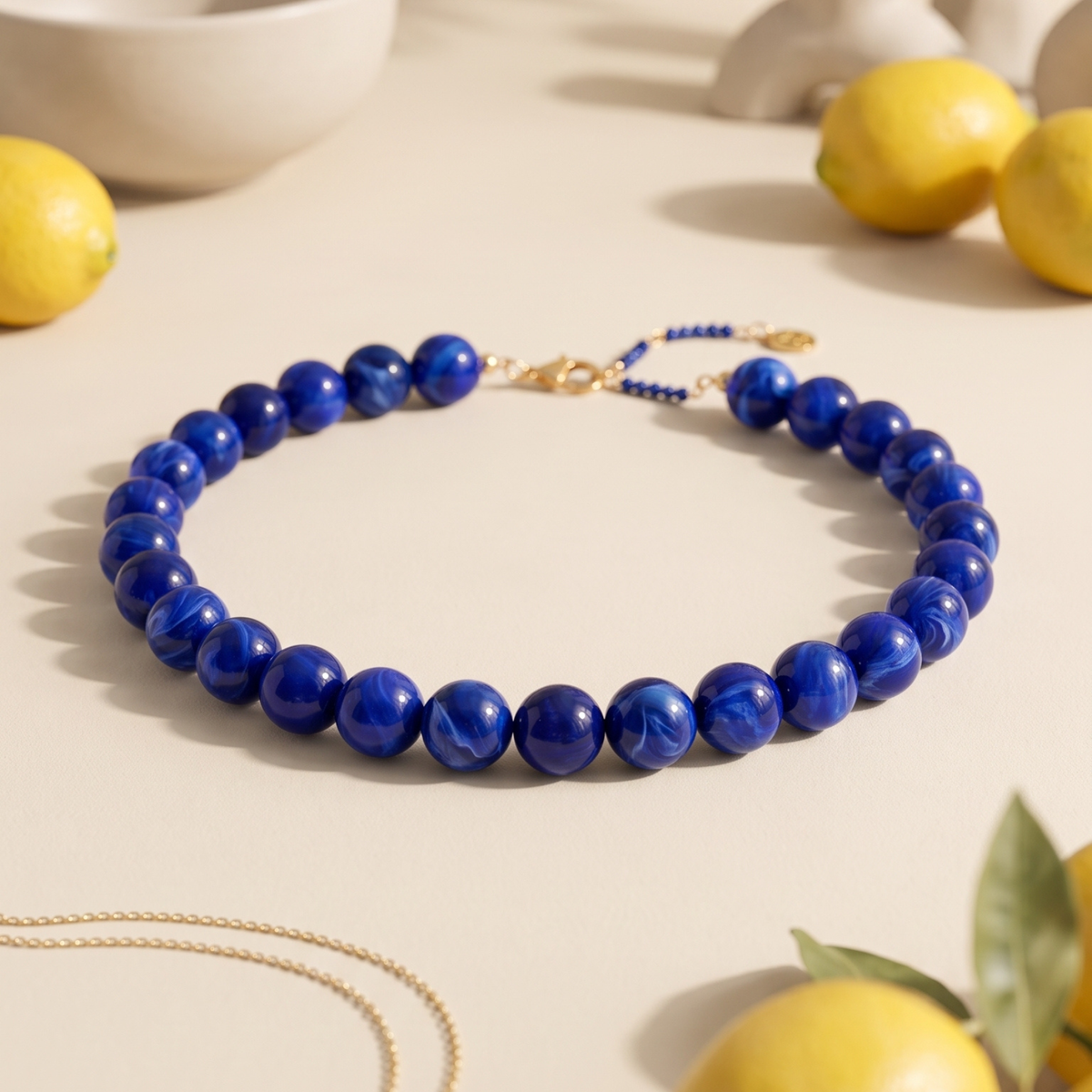 Chunky Blue Beaded Necklace
