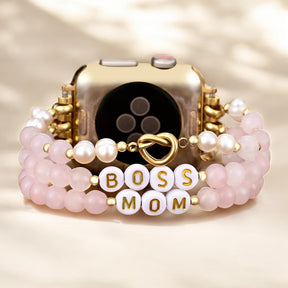 Boss Mom Rose Quartz Stretch Apple Watch Strap
