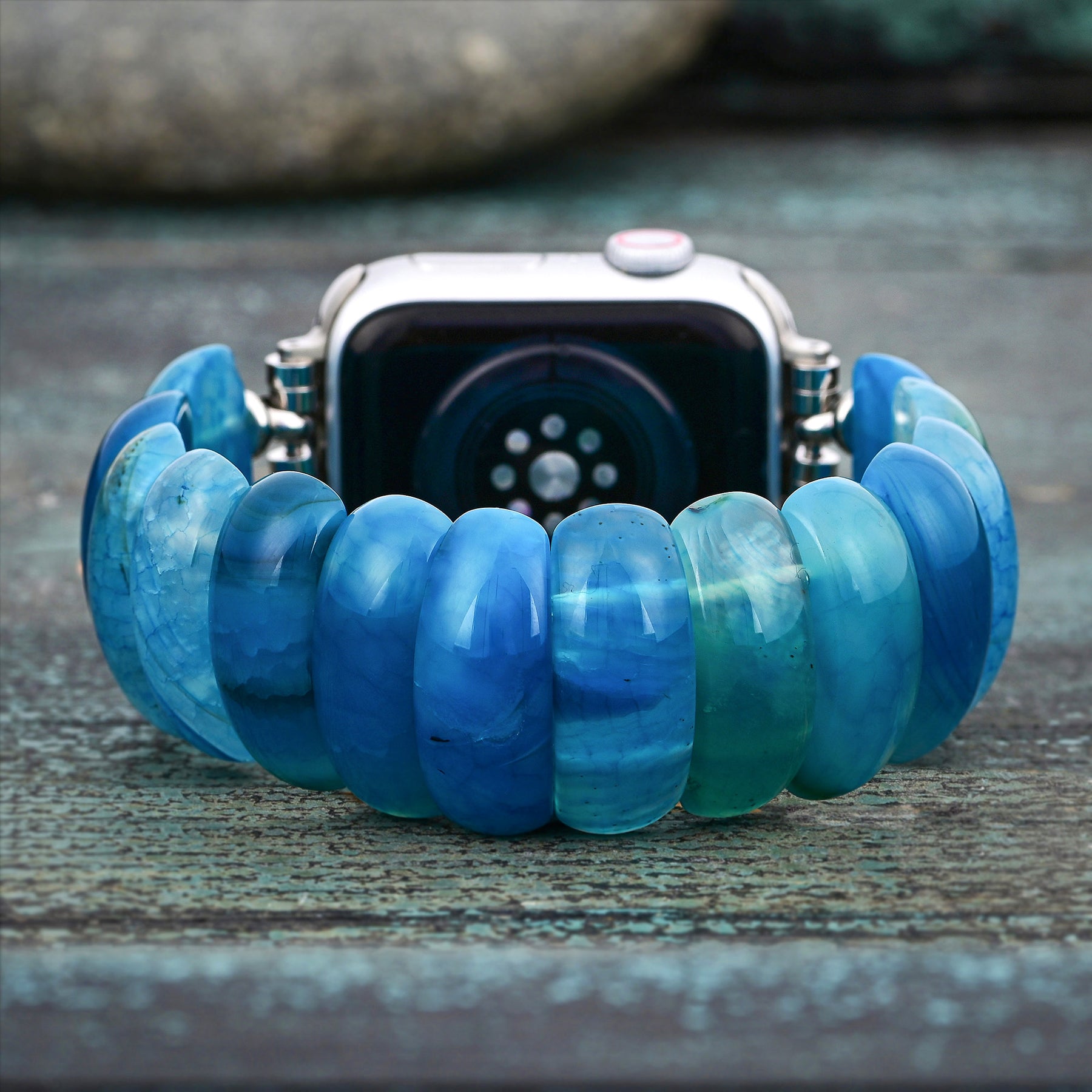 Ocean Essence Agate Stretch Apple Watch Strap