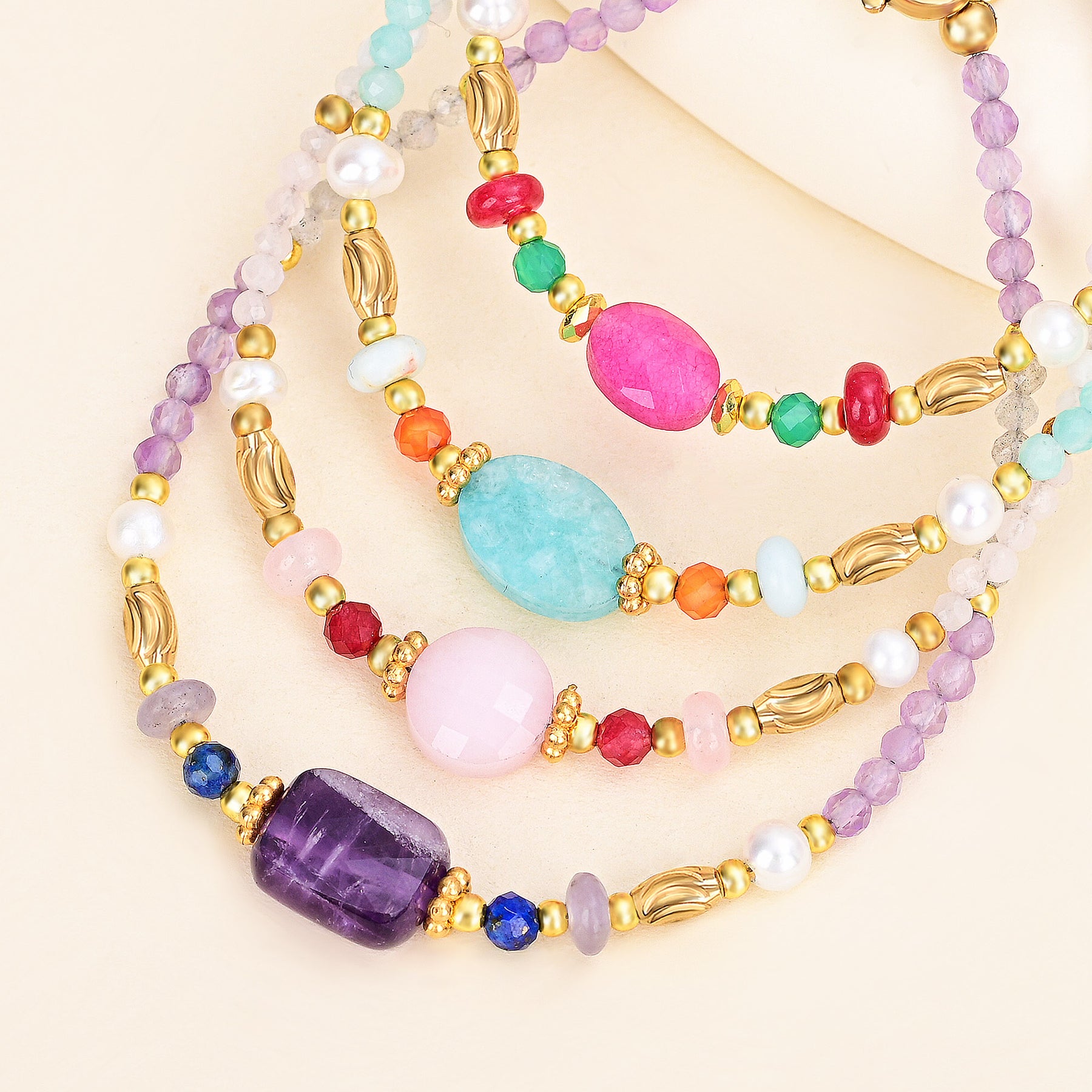 Golden Serenity Gemstone Bracelet