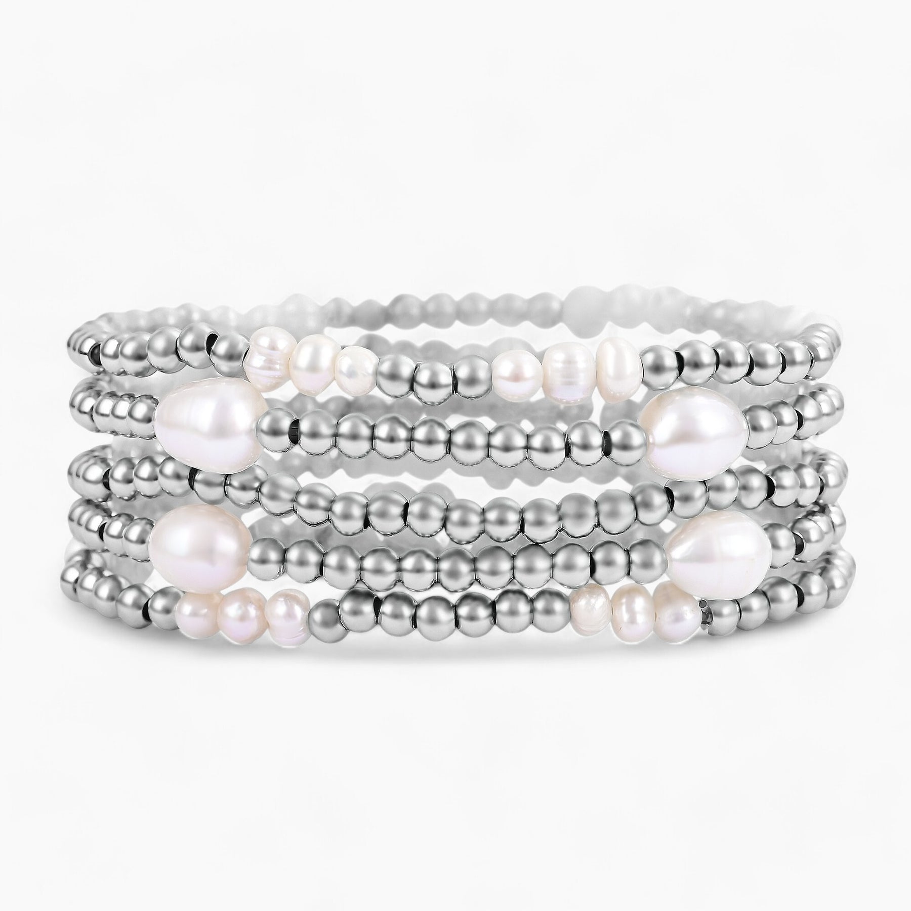 Pearl and Silver Bracelet Set