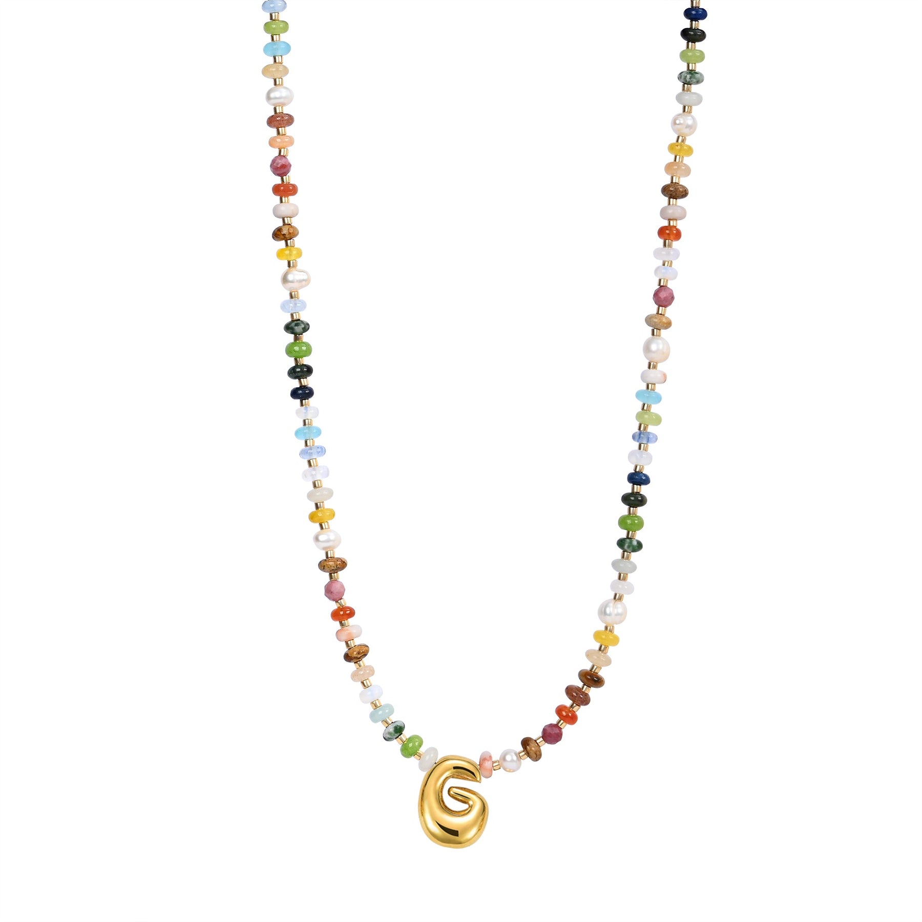 Multicolor Bubble Letter Necklace