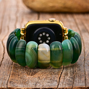 Emerald Grove Agate Stretch Apple Watch Strap