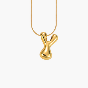 Golden Glow Bubble Letter Initial Necklace