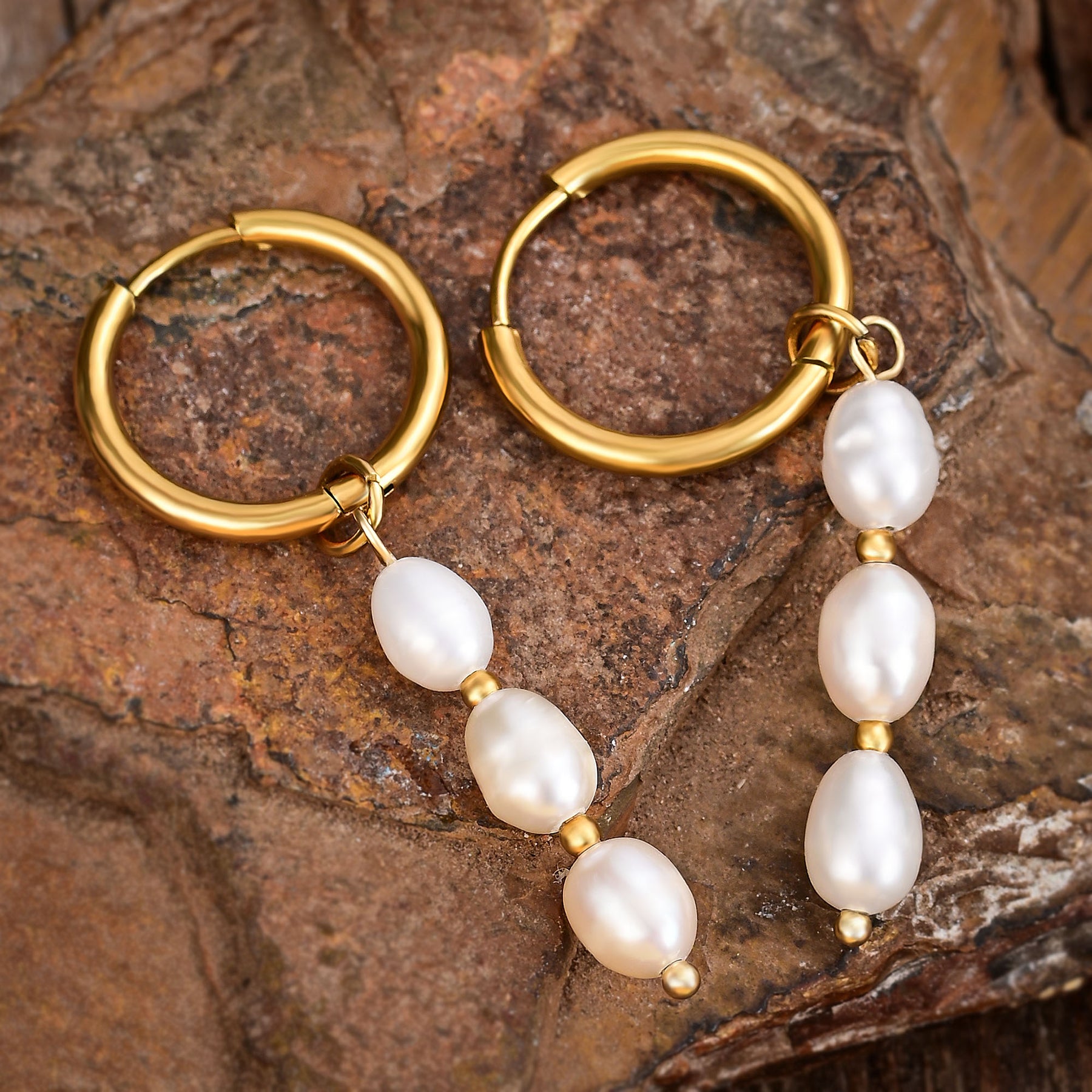 Lustrous Cascade Pearl Hoop Earrings