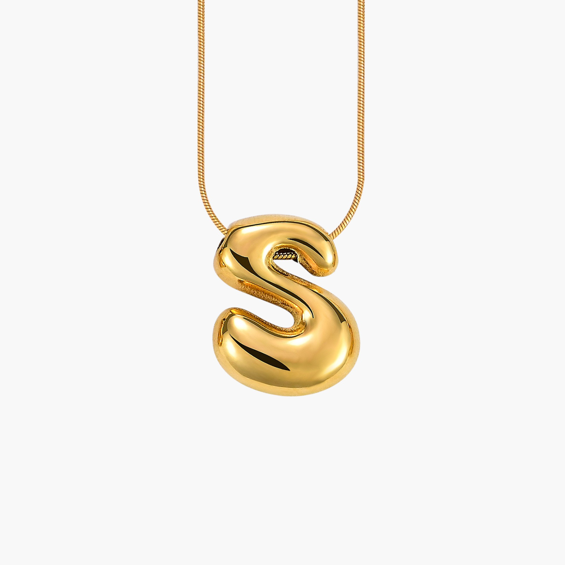 Golden Glow Bubble Letter Initial Necklace