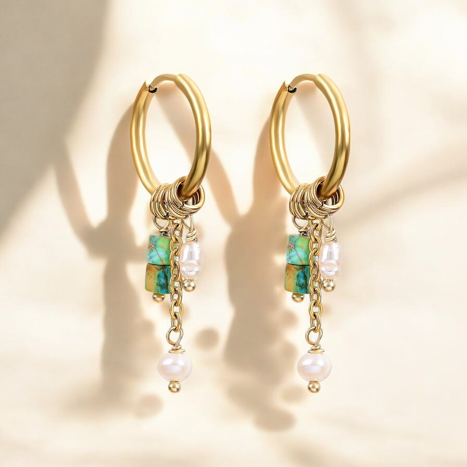 Golden Lime Bloom Drop Hoop Earrings