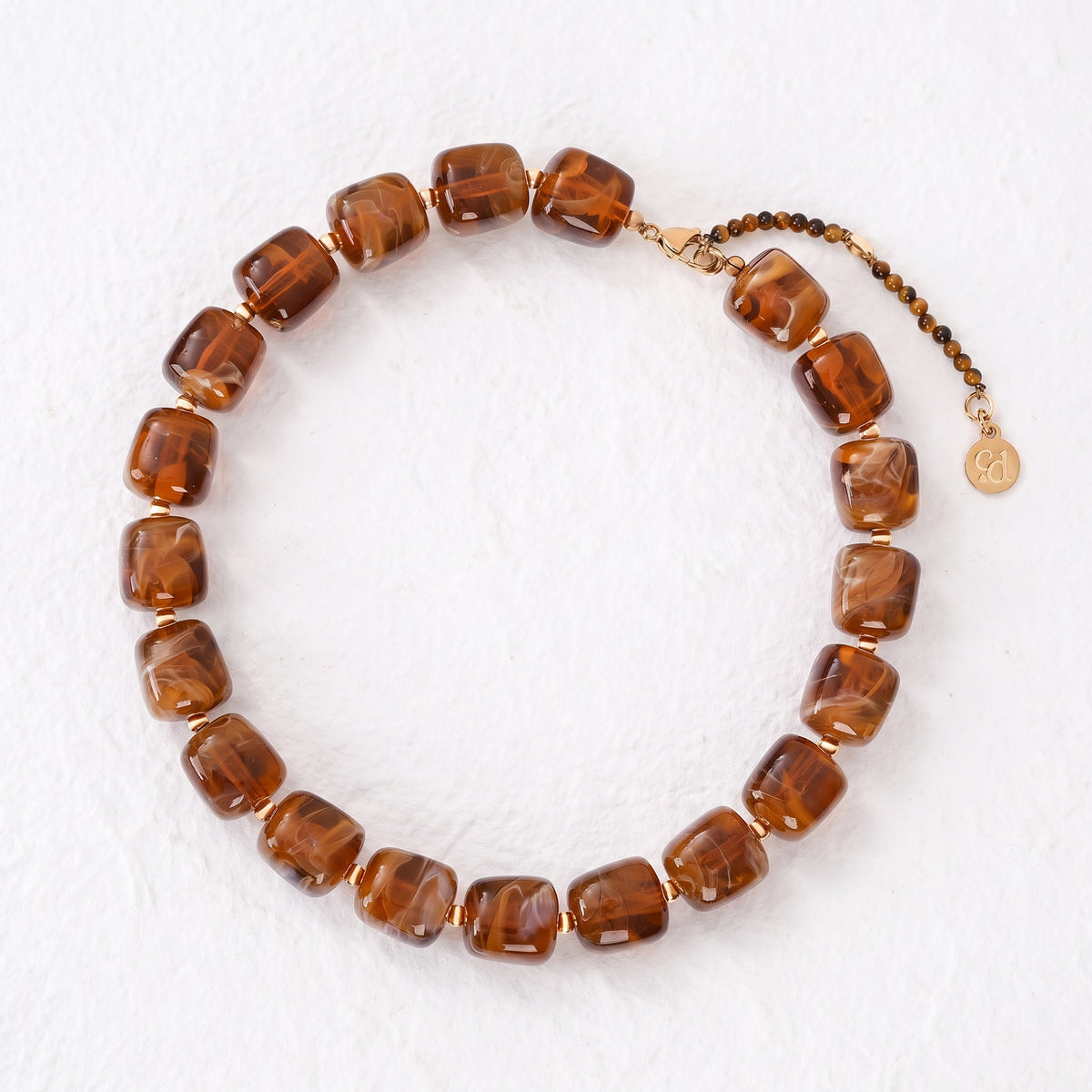 Chunky Square Bead Necklace Autumn