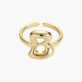 Golden Glow Bubble Letter Initial Ring