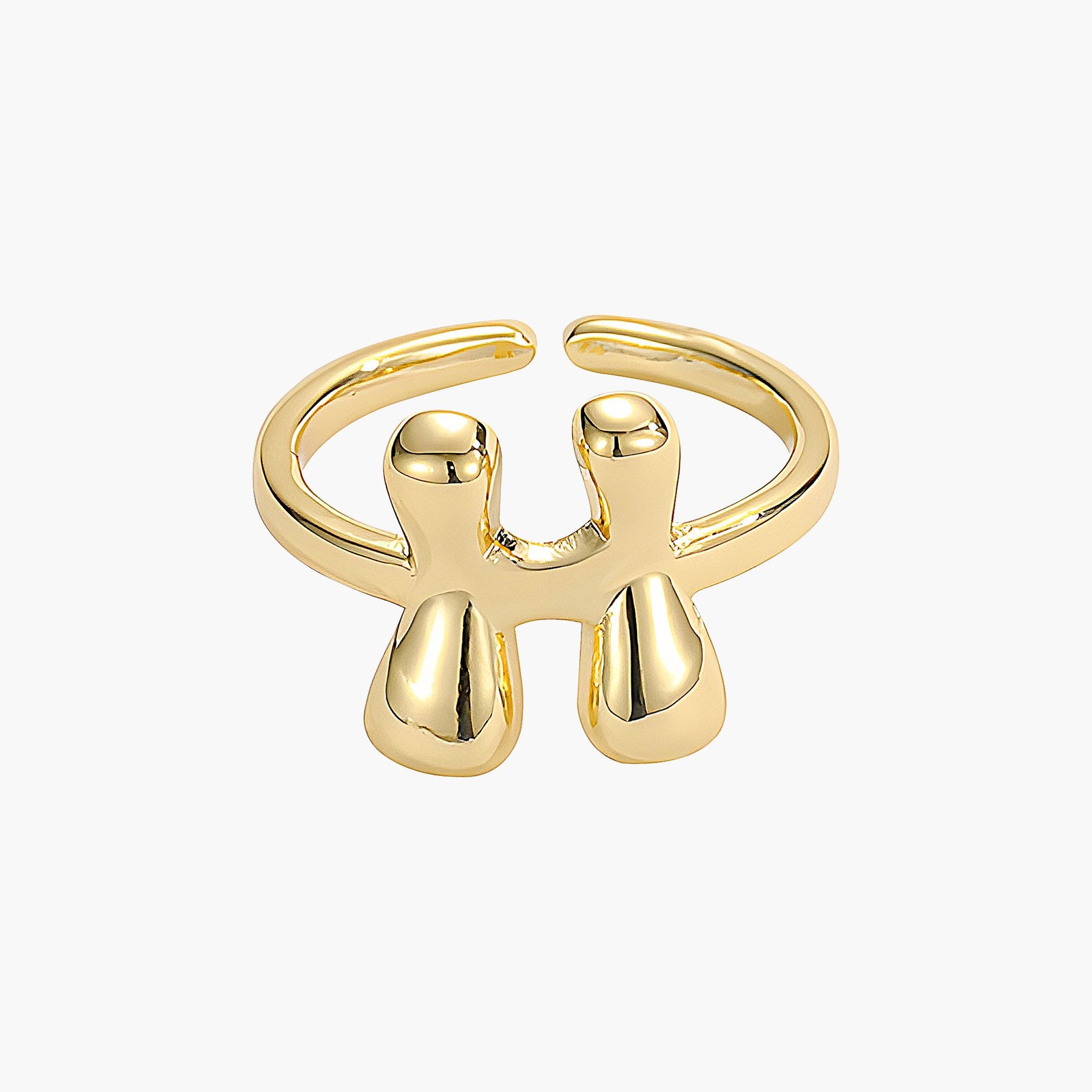 Golden Glow Bubble Letter Initial Ring