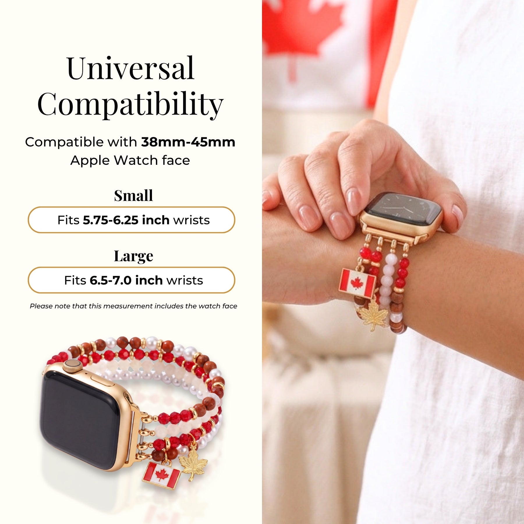 Canada Maple Pearl Stretch Apple Watch Strap