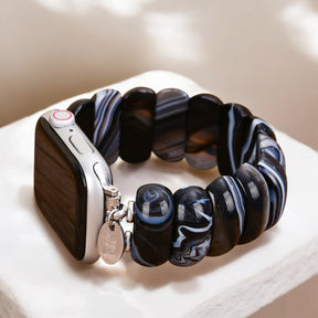 Black Marble Agate Apple Watch Strap