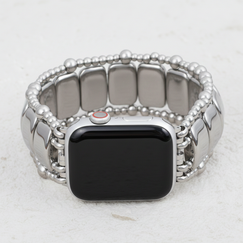 Platinum Noir Stretch Apple Watch Strap