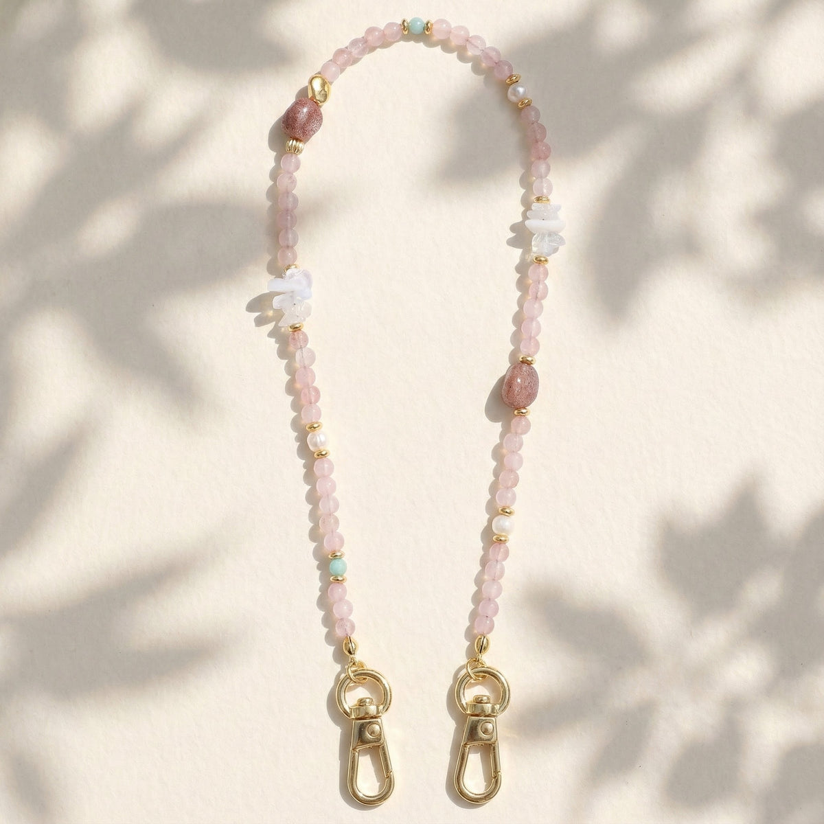 Rose Quartz Charm Phone Chain