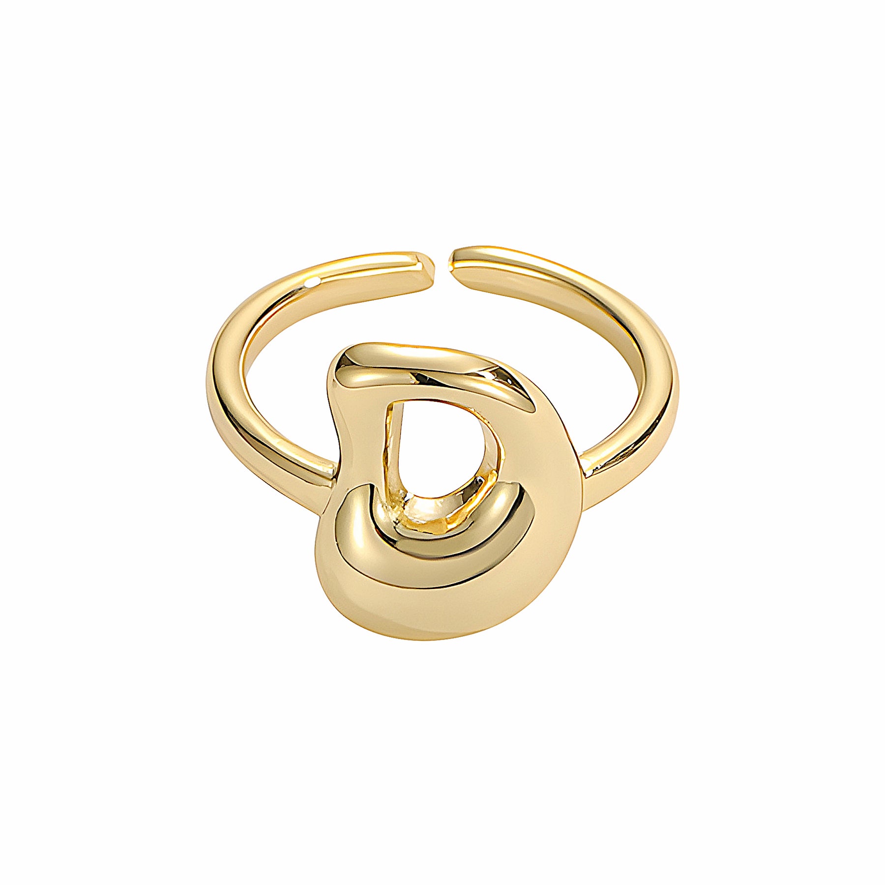 Golden Glow Bubble Letter Initial Ring